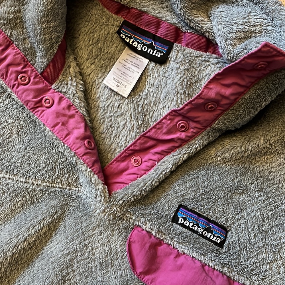 EUC Patagonia Retool Snap Pullover Gray/Pink Sz M - Picture 4 of 4